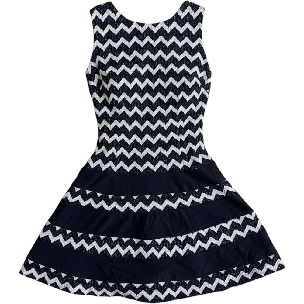 Vintage Cocktail Dress Womens 10 Chevron Sequin Drop Waist Fit Flare Whimsy